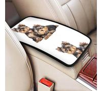 Two Yorkshire Terrier Puppies, Vehicle Center Console Armrest Cover Pad Soft Comfort Car Handrail Box Cushion Universal