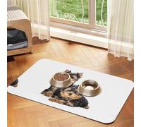Two Yorkshire Terrier Puppies,Waterproof Pet Feeding Mat,Cat Dog Placemats for Food and Water, PU Leather Food Mats,40x60cm