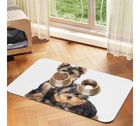 Two Yorkshire Terrier Puppies,Waterproof Pet Feeding Mat,PU Leather Placemats for Cat Dog Water Bowl,Food Mats,30x45cm