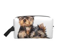 Two Yorkshire Terrier PuppiesMakeup Trave Bag for Women,Cosmetic Large Capacity Organizer