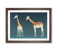 Two Young Giraffes Framed Print | A2 Walnut Framed Wall Art | Ready to Hang | Modern Animal Picture | Living Room Bedroom Lounge Office