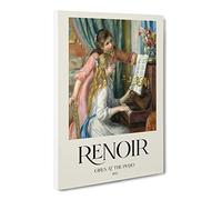 Two Young Girls At The Piano By Pierre Auguste Renoir Canvas Print | Gallery Wrapped 30mm Frame Wall Art | 30x20 inches | Ready to Hang | Impressionist Music Picture | Living Room Lounge Office