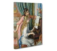 Two Young Girls At The Piano By Pierre-Auguste Renoir Canvas Print | Gallery Wrapped 30mm Frame Wall Art | 30x20 inches | Ready to Hang | Impressionist Music Picture | Living Room Lounge Office