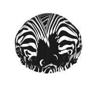 Two Zebras Facing Each Other Waterproof Reusable Shower Cap For Women - Elastic Hair Cover For Bath, Spa, Travel & Daily Use