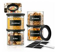 twoant 600ml Set Of 4 Glass Storage Jars Container With Transparent Visible Stackable Airtight Lids,round Kitchen Canister For Cereal Spaghetti Spice Pasta Coffee Beans