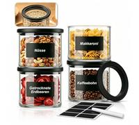 twoant Round Glass Storage Jars Containers（4×600ml） with Airtight Visible Lids,kitchen Canister For Cereal Spaghetti Spice Pasta Coffee Beans