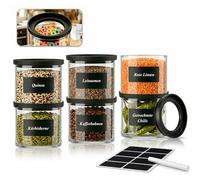 twoant Round Glass Storage Jars Containers（6×600ml） with Stackable Airtight Visible Lids,kitchen Canister For Cereal Spaghetti Spice Pasta Coffee Beans