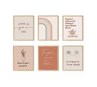 TwoDays Boho Office Decor, Positive Affirmation Posters for Classroom, Therapy Quotes for Women, Bohemian Inspirational Wall Art for Bedroom, Chic Psychology Prints (8" x 10", Set of 6, UNFRAMED)