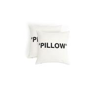 TwoDays Hypebeast Room Decor, Off White Inspired Pillow Quotation Decorative Throw Pillow Cover, Sneakerhead Decor, Square Cushion Case for Home Sofa Couch Decoration (White, 18"×18", Set of 2)