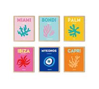 TwoDays Preppy Room Décor Aesthetic, Preppy Wall Decor, Preppy Travel Prints, Preppy Stuff, Preppy Things, Preppy Posters for Teen Girl Room (8" x 10"，Set of 6, UNFRAMED)