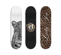 TwoDays Stockholm Cheetah Skateboard Wall Decor - Leopard Print Modern Style Wall Mount Art Set for Men's Apartment & Dorm, Cool Skate Deck, Trendy Skater Room Design (Set of 3)