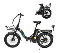 TWOFISH Electric Bike for Adults, Folding Electric Bicycle with 36V 17.8Ah Battery, MAX 100km Range, 20” Fat Tires, Cruise Control, 7-Speed Gear, Dual Seat E Bike
