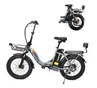 TWOFISH Electric Bike for Adults, Folding Electric Bicycle with 36V 17.8Ah Battery, MAX 100km Range, 20” Fat Tires, Cruise Control, 7-Speed Gear, Dual Seat E Bike