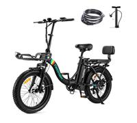 TWOFISH Electric Bike for Adults, Folding Electric Bicycle with 36V 17.8AH Removable Battery, 20"x 3.0" Tire, Disc Brakes, LED Display, Dual Seat, Up to 100km Range, TF-02 (Black)