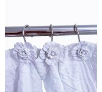 Twofishes White Flower Shower Curtain Hooks Set of 12 Home Fashion Decorative Rust Proof White Flower Shower Curtain Hooks