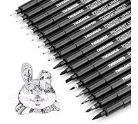 TWOHANDS 16 Black Fineliner Pens, Calligraphy Pens Set, Pigment Pens
