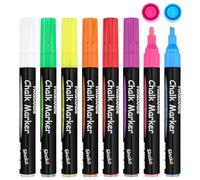 TWOHANDS 8 Pack Liquid Chalk Pens for Glass & Window, Reversible Bullet & Chisel Tip, Neon Colour, Erasable Chalk Markers for Signs, Mirrors, Blackboard, Bistro, 19547