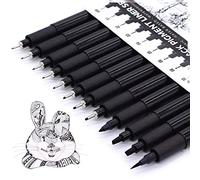 TWOHANDS Art Pens Fineliner, Ink Set of 12 Black Technical Drawing Pigment Pen, Professional Marker, Fine Point, Waterproof, for Art Watercolor, Sketching, Anime, Manga, 902188