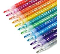 TWOHANDS Glitter Markers,Drawing Pens,Metallic Markers,Sparkle Pens Water-Based,12 Colors,Great for Paper,Posters,Greeting and Gift Cards 20017
