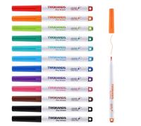TWOHANDS Ultra Fine Magnetic Whiteboard Pens 0.7mm Dry Wipe Markers 12 pack | Extra Fine Point with Erasers, Low Odour, Thin Tip Dry Erase Markers for Office Home Calendar, Assorted Colours, 20659