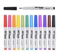 TWOHANDS Wet Erase Markers Ultra Fine Tip, Whiteboard Pens 0.7mm Extra Fine Point, for Office,Home,or Planning Dry Wipe Board,12 Assorted Colors, 20703