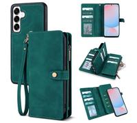 TwoHead Wallet Case Compatible with Samsung Galaxy S24 FE,Detachable Magnetic Phone Case,PU Leather All-Round Protective Cover Wallet,with Card Holder/Change Pocket(6.7 in,Green)