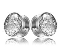 Twolobes 1 Pair Classic Ear Gauges Shiny Shards Design for Stretched Ears Hypoallergenic 316 Stainless Steel Ear cuff Tunels plugs 00G 8mm-16mm(0G-5/8'') Body Piercing Jewelry, 1/2" (12mm), Metal, no