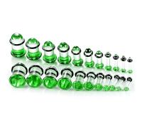 Twolobes 12Pcs/10Pcs/6Pcs Single Flare Glass Stretching Kits Short Conical Expander with Rubber O-Rings, 1.6-12mm (14G-00G) Full Size Ear Gauge Tunnel Plugs, 6 Colors Cylindrical Body Piercing, 1.6