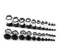 Twolobes 12Pcs/10Pcs/6Pcs Single Flare Glass Stretching Kits Short Conical Expander with Rubber O-Rings, 1.6-12mm (14G-00G) Full-Size Ear Gauge Tunnel Plugs, 6 Colors Cylindrical Body Piercing, 6-10mm