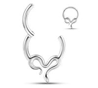 Twolobes 16G/8mm Septum rings,1PC Snake shape Surgical Stainless Steel Nose Ring Daith Helix Rook Tragus Piercing Jewelry, Earring Silver Conch Piercing Jewelry