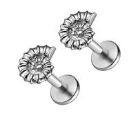 Twolobes 16G Threadless Flatback Studs for NOSE EAR ASTM F136 Titanium 2Pcs, 7mm bar, Titanium, no gemstone