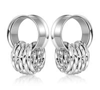 Twolobes 2 PCS Ear Gauges with 10 twisty nose rings ear weight Hypoallergenic 316 Stainless Steel Ear Stretchers Plus Tunnels (0G-1") 8mm-25mm 00G Body Piercing Jewelry, 1/2" (12mm), Metal, no