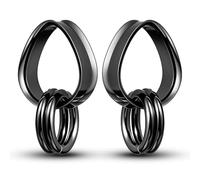 Twolobes 2 PCS Ear Gauges with 2 nose rings Hypoallergenic 316 Stainless Steel Earrings Expander Stretchers cute Plus Tunnels (0G-1") 8mm-25mm 00G Body Piercing Jewelry balck gold silver, 1/2" (12mm