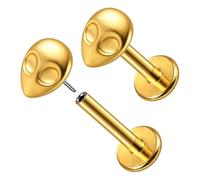 Twolobes 2Pcs ASTM F136 Titanium 16G Threadless Flatback Piercing Nose Stud for Nose, Labret, Tragus, Helix, Conch with Post- Cartilage Earring Body Piercing Jewelry, 8mm bar, Titanium, no gemstone