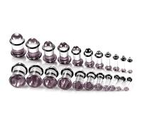Twolobes 6 Pairs/5 Pairs/3 Pairs Single Flare Glass Stretching kits Short Taper Expander with Rubber O-Rings,14G-00G Full Size Ear Gauges Tunnels Plugs,6 colors Cylindrical Body Piercing,