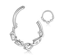 Twolobes G23 Titanium Septum Ring Hoop,16G ASTM F136 Titanium Nose rings Jewelry Clicker Cartilage Earring Hinged Segment Daith Piercing Black silver gold 1PCS, 0G(8mm), Titanium, no gemstone