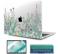 TWOLSKOO Botanical Illustration Engraving Style Hrad Shell Case Cover and Keyboard Skin Screen Protector for MacBook Air 13 inch 2018-2021 Model A2337 M1 A2179 A1932 with Retina Display