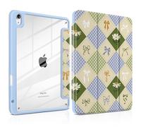 TWOLSKOO Case for iPad Air 11-inch (M3 2025 / M2 2024), Clear Acrylic Back with TPU Bumper, Pencil Holder, Trifold Stand, Auto Sleep/Wake, Patchwork Bows