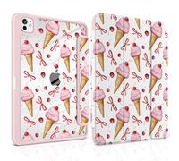 TWOLSKOO Case for iPad Pro 11-inch (M5 2025 / M4 2024), Clear Acrylic Back with TPU Bumper, Pencil Holder, Trifold Stand, Auto Sleep/Wake, Ice Cream & Bows