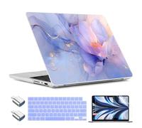 TWOLSKOO Case for MacBook Pro 14 inch M4 M3 M2 M1 (2025-2021) A3112 A3185 A3401 A2918 A2992 A2779 A2442, Plastic Hard Shell & Keyboard Cover & Type C Adapter & Screen Protector, Blue Marble