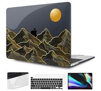 TWOLSKOO Compatible with MacBook Pro 13 inch Case 2023-2016 A2338 M2/M1 A2251 A2289 A2159 A1989 A1706, Plastic Hard Shell Cover & Keyboard Skin & Screen Protector - Golden Mountain