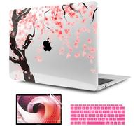 TWOLSKOO Cover for MacBook Air 13 inch 2021 2020 2019 2018, Cherry Blossoms Printed Hard Shell Case & Keyboard Skin & Screen Protector for MacBook Air 13 A2337 M1 A1932 A2179