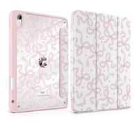 TWOLSKOO for iPad 11th & 10th Gen Case with Pencil Holder, Trifold Stand, Auto Sleep/Wake, Clear Acrylic Back with TPU Bumper, for iPad 11-inch (2025, A16 Chip) & 10.9-inch (2022), Pink Bows