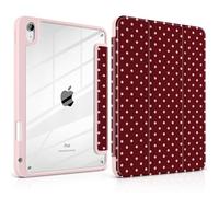 TWOLSKOO for iPad 11th & 10th Gen Case with Pencil Holder, Trifold Stand, Auto Sleep/Wake, Clear Acrylic Back with TPU Bumper, for iPad 11-inch (2025, A16 Chip) & 10.9-inch (2022), Red Polka Dot