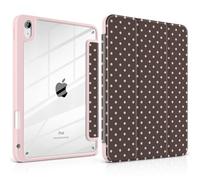 TWOLSKOO for iPad 11th & 10th Gen Case with Pencil Holder, Trifold Stand, Auto Sleep/Wake, Clear Acrylic Back with TPU Bumper, for iPad 11-inch (2025, A16 Chip) & 10.9-inch (2022), Chocolate Polka Dot