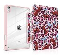 TWOLSKOO for iPad 11th & 10th Gen Case with Pencil Holder, Trifold Stand, Auto Sleep/Wake, Clear Acrylic Back with TPU Bumper, for iPad 11-inch (2025, A16 Chip) & 10.9-inch (2022), Bows & Cherries