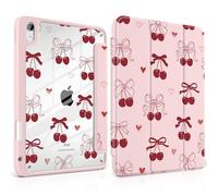 TWOLSKOO for iPad 11th & 10th Gen Case with Pencil Holder, Trifold Stand, Auto Sleep/Wake, Clear Acrylic Back with TPU Bumper, for iPad 11-inch (2025, A16 Chip) & 10.9-inch (2022), Bows & Hearts