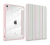 TWOLSKOO for iPad 11th & 10th Gen Case with Pencil Holder, Trifold Stand, Auto Sleep/Wake, Clear Acrylic Back with TPU Bumper, for iPad 11-inch (2025, A16 Chip) & 10.9-inch (2022), Pastel Stripes