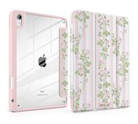 TWOLSKOO for iPad 11th & 10th Gen Case with Pencil Holder, Trifold Stand, Auto Sleep/Wake, Clear Acrylic Back with TPU Bumper, for iPad 11-inch (2025, A16 Chip) & 10.9-inch (2022), Rose Vine