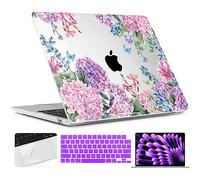 TWOLSKOO for M2 MacBook Air 15 Inch Case 2023 A2941 with Touch ID, Plastic Hard Shell Cover with Screen Protector & Keyboard Cover & Trackpad Film for MacBook Air 15.3 Inch, Colorful Hydrangea